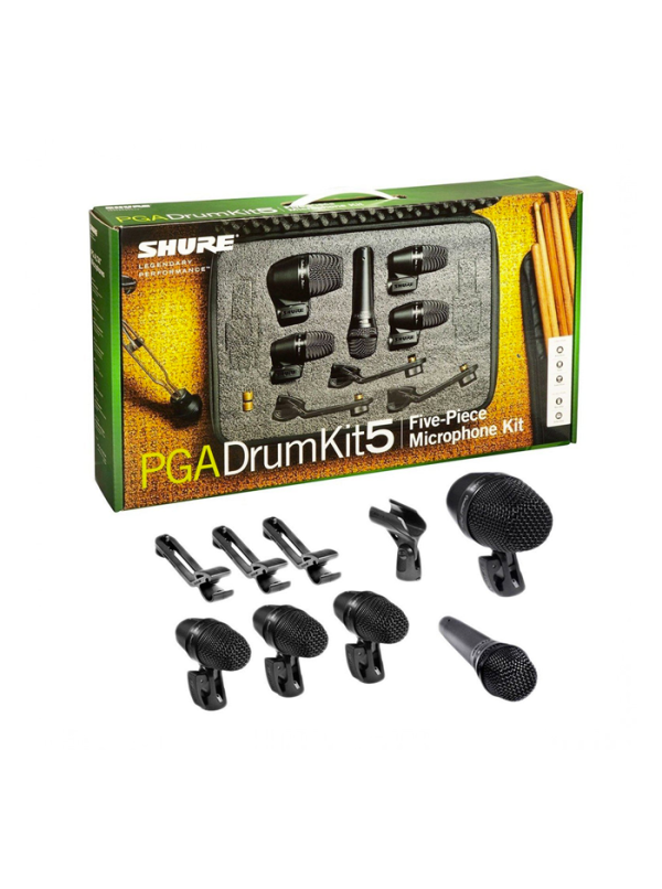 SHURE PGADRUMKIT5, Kit de Micrófonos para Batería de 5 piezas