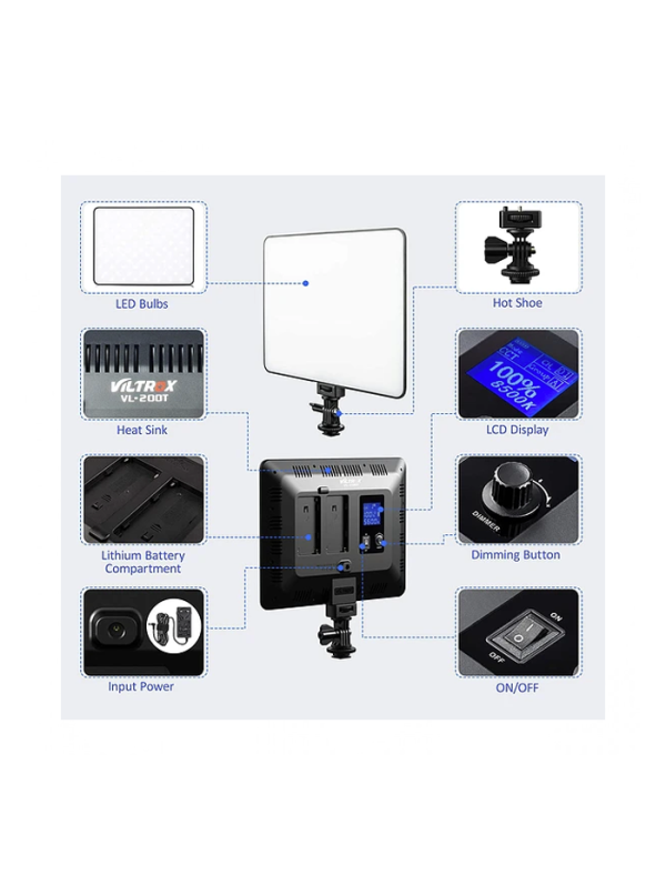 VILTROX VL-200 Bi-2, Kit de 2 Luces de Panel Led Regulable 30W. - Imagen 4